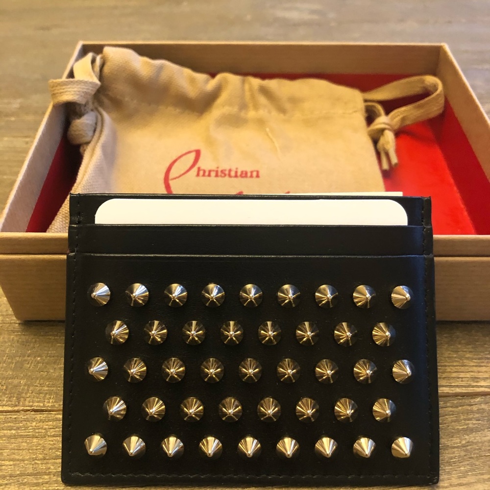 Christian Louboutin Black Leather Studded Card Holder